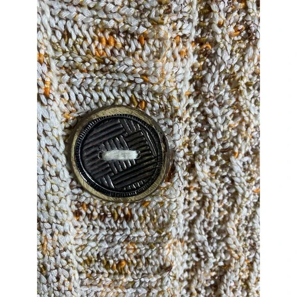 Pure Handknit Tan Cotton Cardigan Sweater M/L Long Button Up Boho Cottage Core - Picture 4 of 8